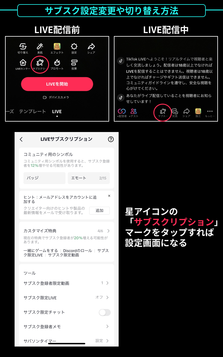 LIVEサブスクリプション機能について